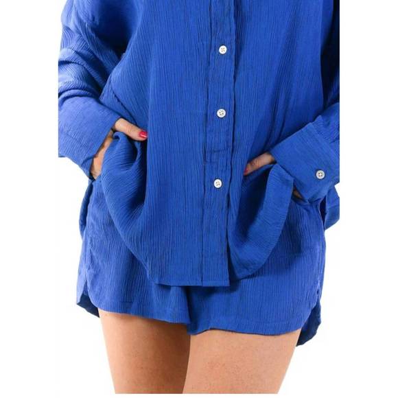 NEW WALKER & WADE cruise linen shorts in cobalt
